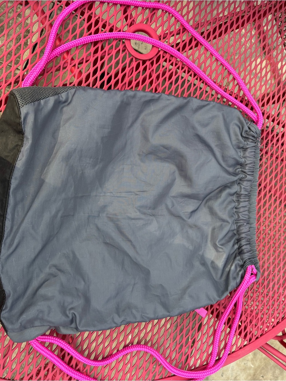 adidas Gray and Pink Mesh Drawstring Sports Bag - Picture 2 of 3